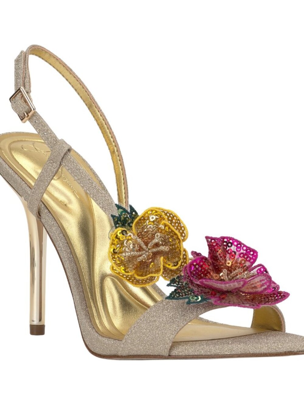 Jessica Simpson Nivory 3D Floral Embellished Sandals (Gold) - Size 7.5 M - Picture 10 of 10